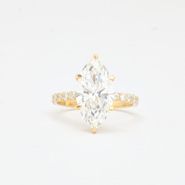 Marquise Alliance solitaire ring i 14K guld med labgrown diamanter (3,59 ct - centersten), str. 53