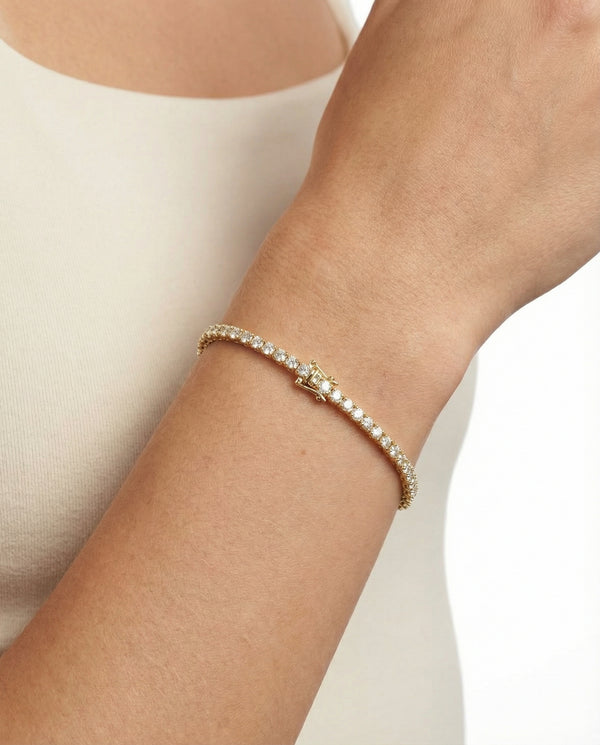 Tennisarmbånd i 14K guld med diamanter (6 ct), 18 cm, 10.36 g