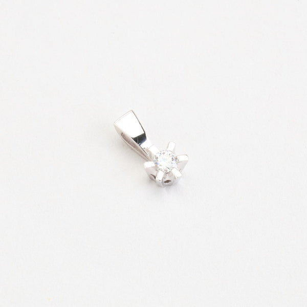 Klassisk Solitaire vedhæng i 18K hvidguld med en diamant (0,10 ct), 1 cm