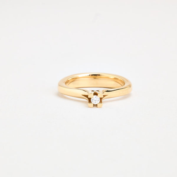Tulip-set Solitairering i 14K guld med en diamant (0,03 ct), Str. 51