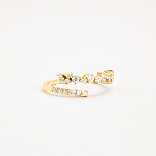 Crossover Clusterring i 18K guld med zirkoner, Str. 53