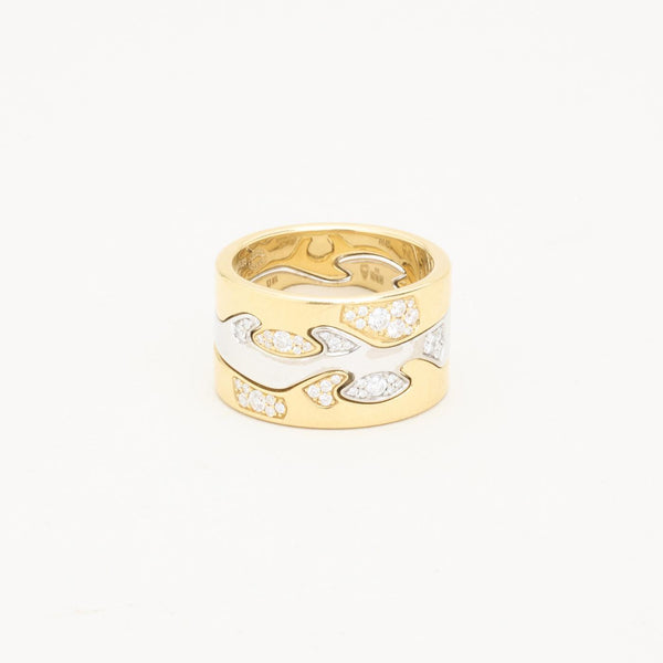 Georg Jensen fusion bånd i 18K guld og hvidguld med diamanter, Str. 53
