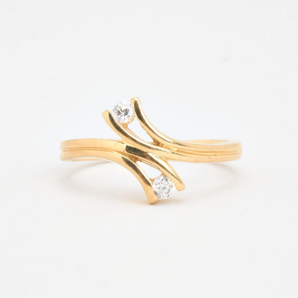 Toi et moi ring i 14K guld med zirkoner, str 55