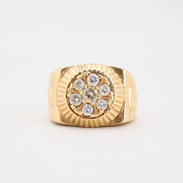 Signetring i 14K guld med diamanter (0.68 ct), Str. 58