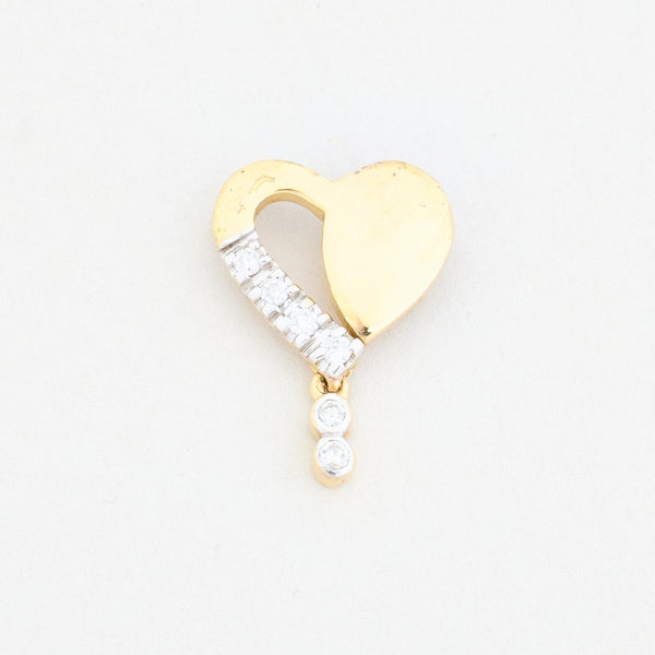 Hjerte vedhæng i 14K guld og hvidguld med diamanter (0,16 ct), 1,8 cm, 1 g
