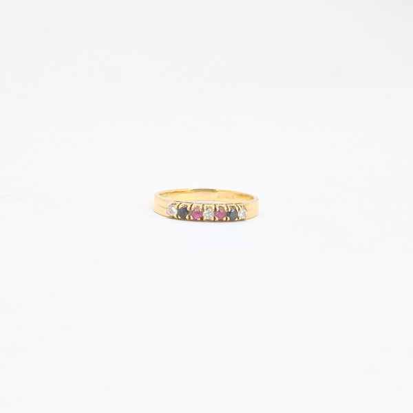 Rainbow Alliancering i 18K guld med flerfarvede sten, str. 57