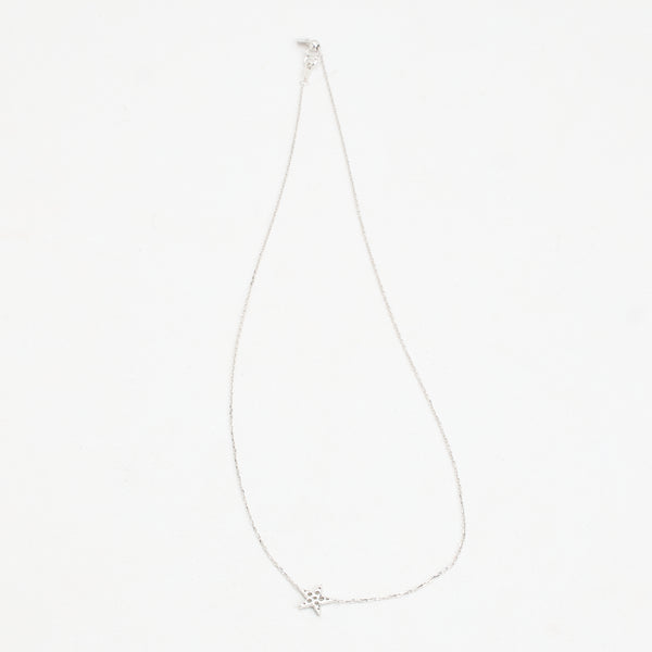 Anker halskæde med stjerne vedhæng i 18K hvidguld med diamanter (0,18 ct), 46 cm