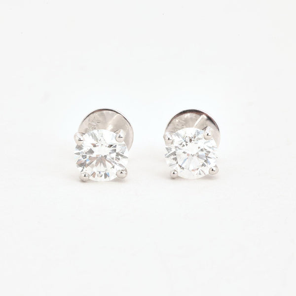 Klassiske Solitaire øreringe i 14K hvidguld med labgrown diamanter (2,07 ct), 0.6 cm