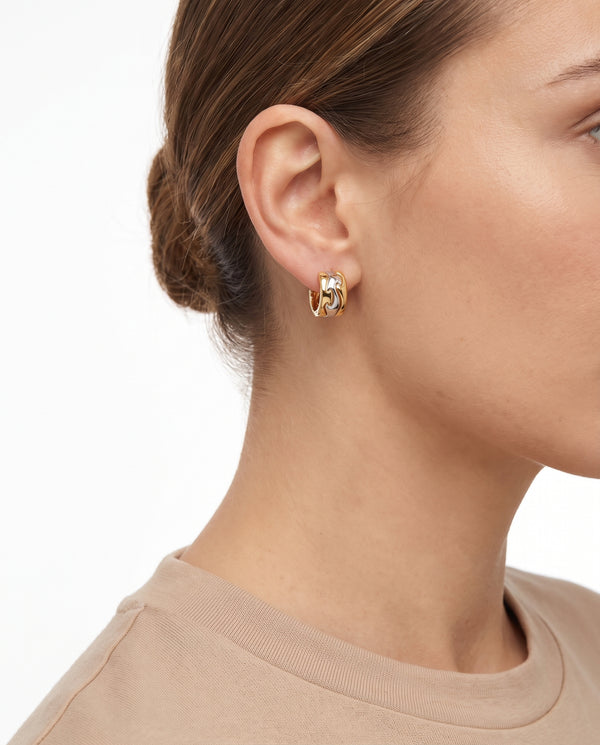 Georg Jensen Fusion Huggies i 18K hvidguld, 1 cm,