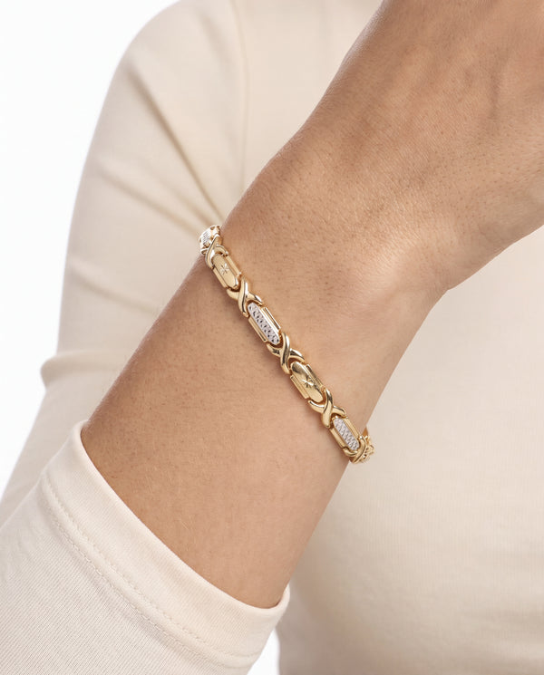 Geometrisk Armbånd i 14K guld, 19.5 cm, 5.9 g