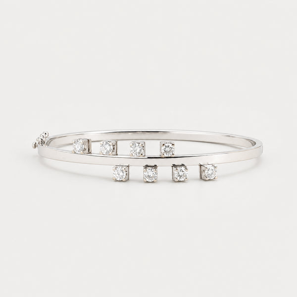 Armring i 18K hvidguld med diamanter (0,86 ct), 6 cm, 12 g