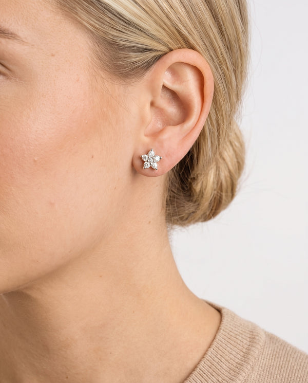Ole Lynggaard Shooting Stars ørestikker i 18K hvidguld med diamanter (0,98 ct), 1 cm