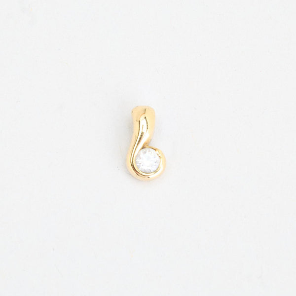 Assymetrisk Solitaire vedhæng i 14K guld med en zirkonia, 1.2 cm