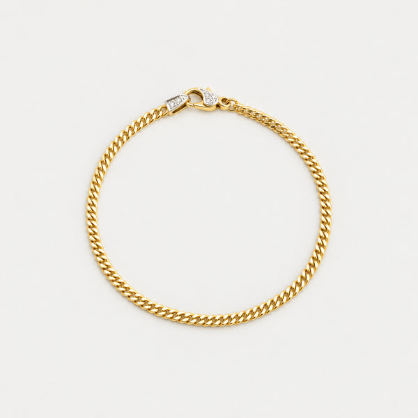 Panser armbånd i 14K guld og hvidguld med diamanter (0,05 ct), 18,5 cm, 5,32 g
