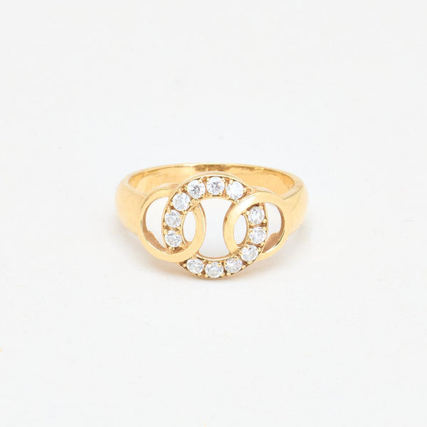 Tripel Cirkelring i 14K guld med zirkoner, Str. 50
