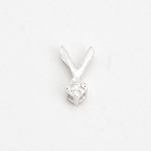Solitaire vedhæng i 18K hvidguld med en diamant (0,01 ct), 1 cm