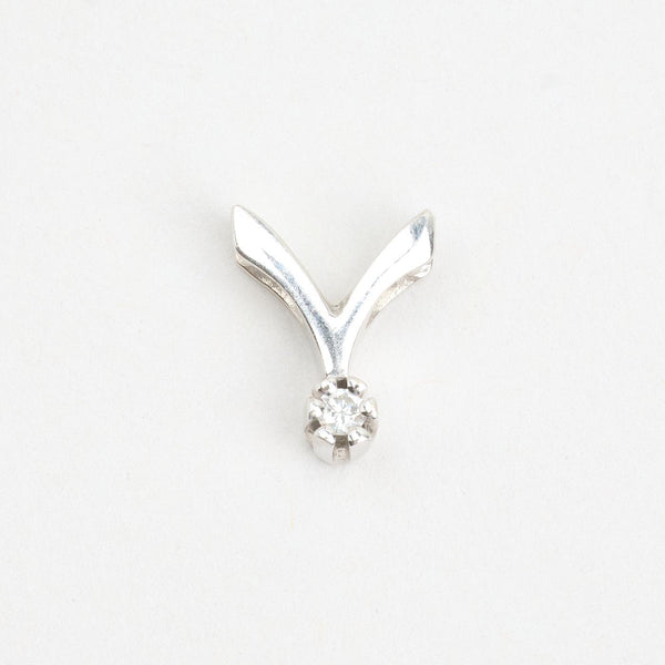 Solitaire vedhæng i 14K hvidguld med en diamant (0,02 ct), 1 cm, 1,06 g