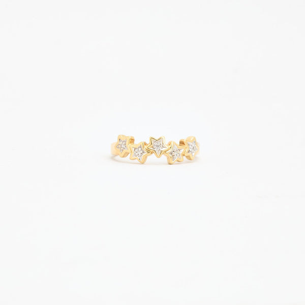 Stjerne clusterring i 14K guld og hvidguld med diamanter (0,03 ct), str 54