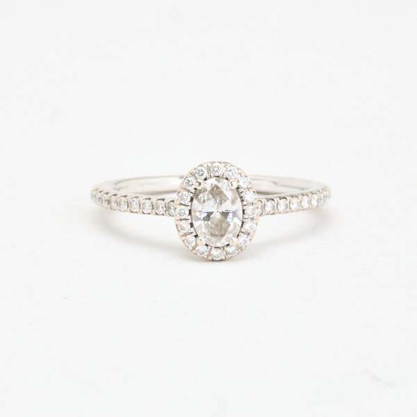 Hartmann's Haloring i 18K hvidguld med en diamant (0,50 ct), str 50, 2,41 g