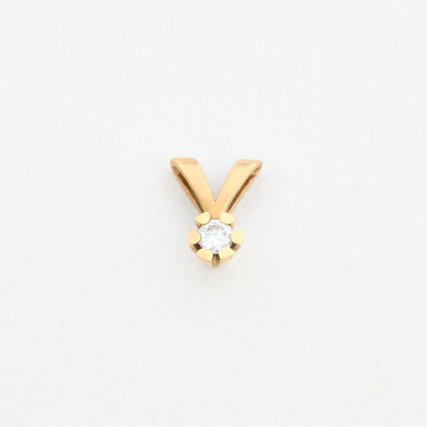 Klassisk Solitaire vedhæng i 8K guld med en diamant (0,05 ct), 1 cm