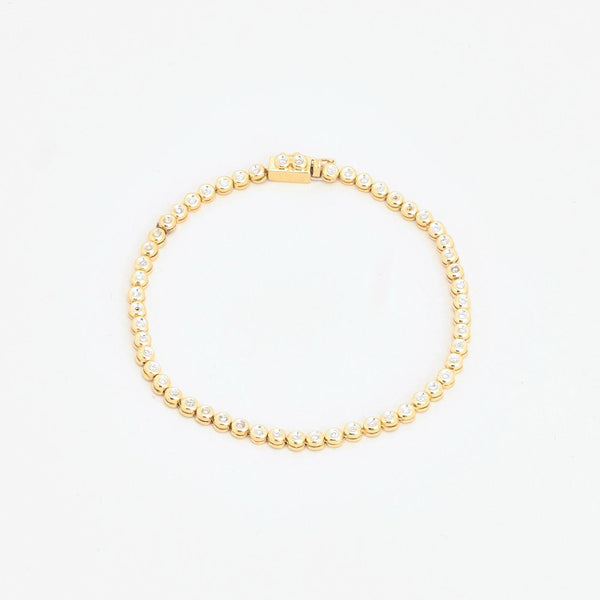 Tennisarmbånd i 14K guld med diamanter (0,19 ct), 18.5 cm