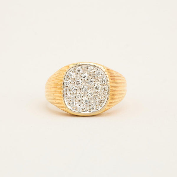 Pavé Signetring med diamanter (0.22 ct) i 18K guld og hvidguld, str. 63