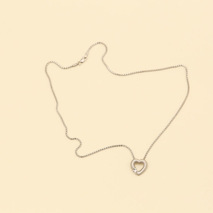 Halskæde med diamant (0.06 ct) i 14 karat, 45.5 cm